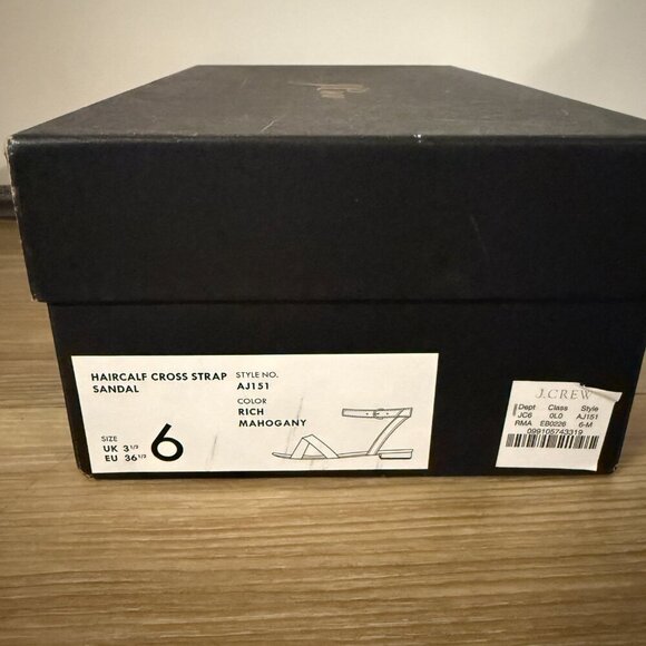 🐆 J.Crew Haircalf Cross Strap Sandals – Size 6 - Picture 2 of 5